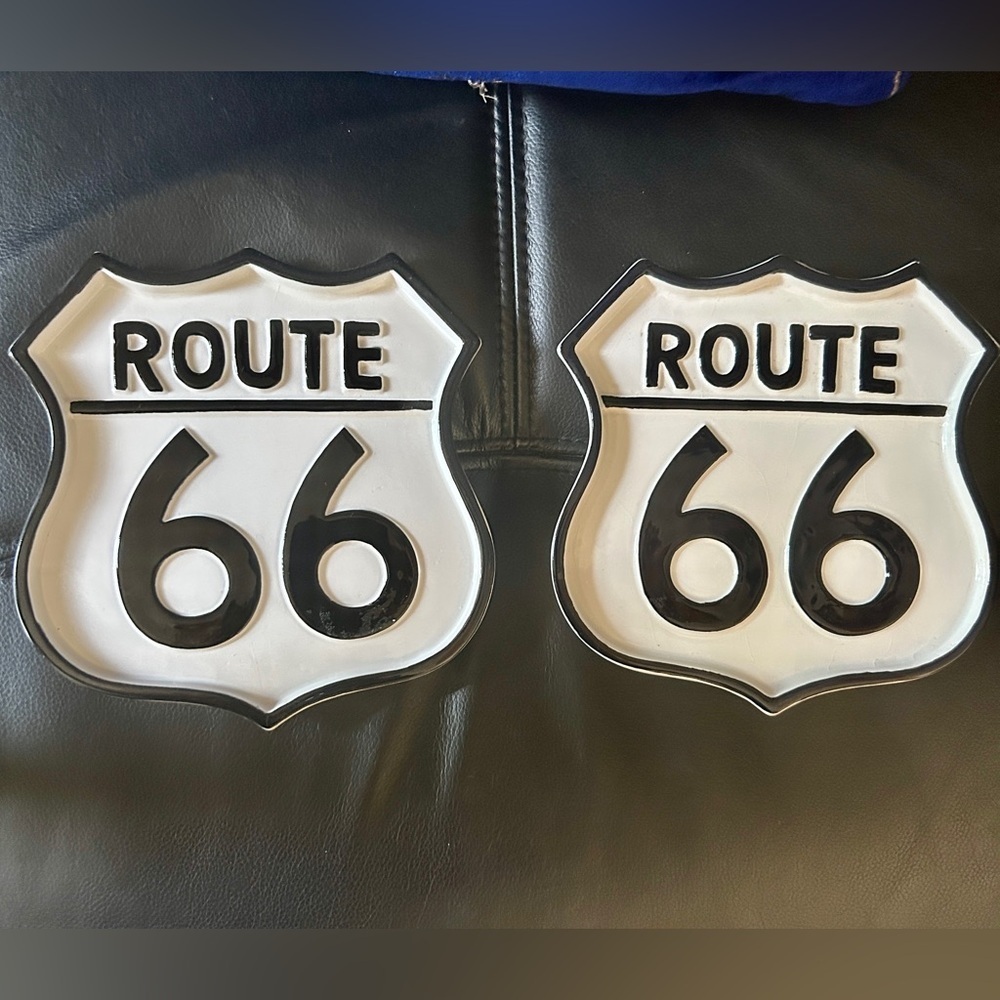 Two 1993 Route 66 Black White Signs Plaques​​​​